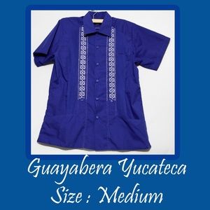 Guayabera Yecateca Embroidery Blue Shirt